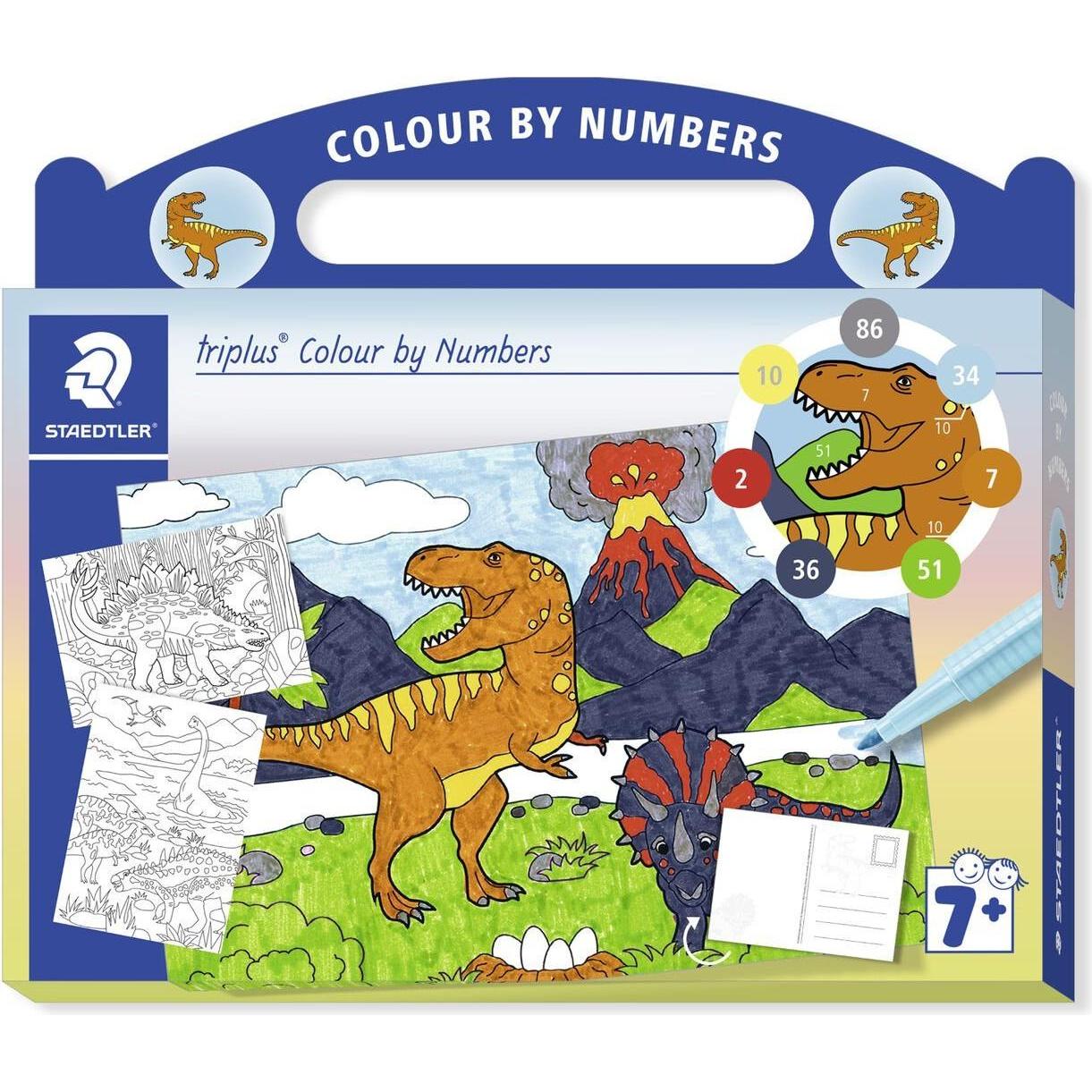 Staedtler Malset triplus ""Malen nach Zahlen Dino"" Malthema Dinosaurier, im Kartonkoffer,für Kinder ab 7 Jahr