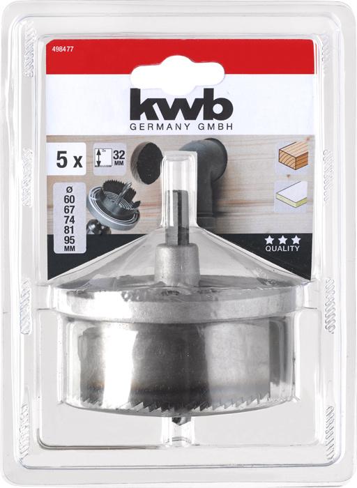 Image du produit kwb Scie cloche multigrue, 5 pièces, ø 60-95 mm (68 mm, 74 mm, 95 mm, 81 mm, 60 mm)