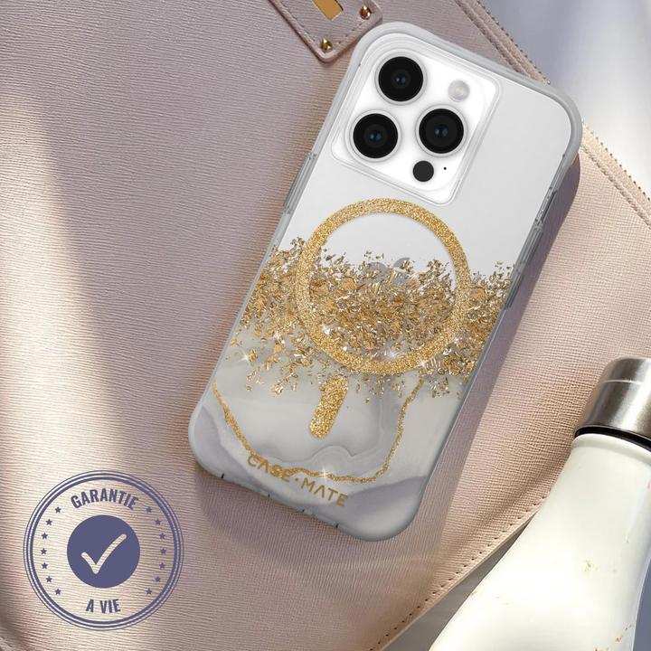 Actual product image Case-Mate Karat MagSafe - Case iPhone 15 Pro zdobione złotem (Marble) (Apple iPhone 15 Pro)