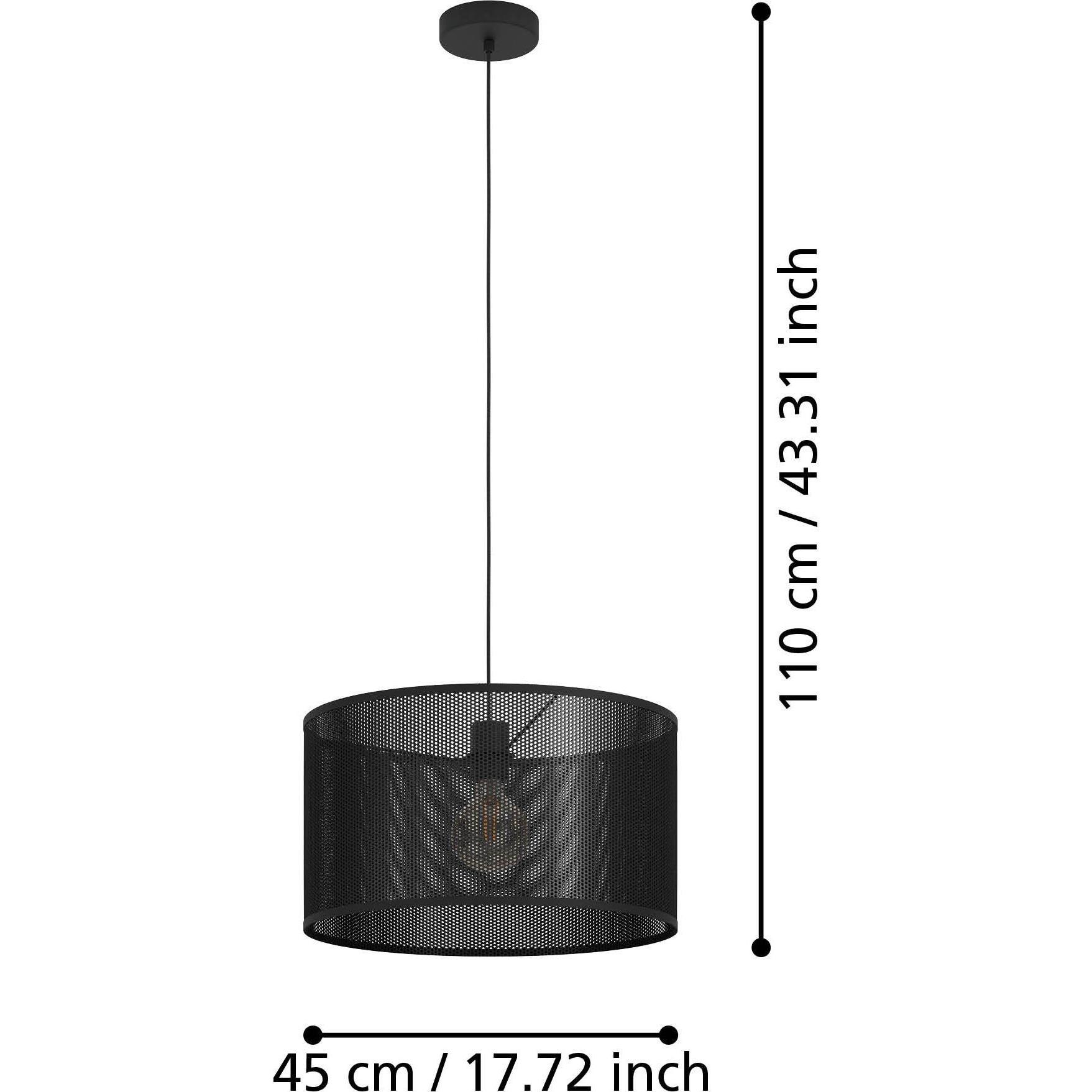 Thumbnail - EGLO, Pendelleuchte, 43795 MANBY E27 Hängeleuchte Ø450mm Schwarz (E27)