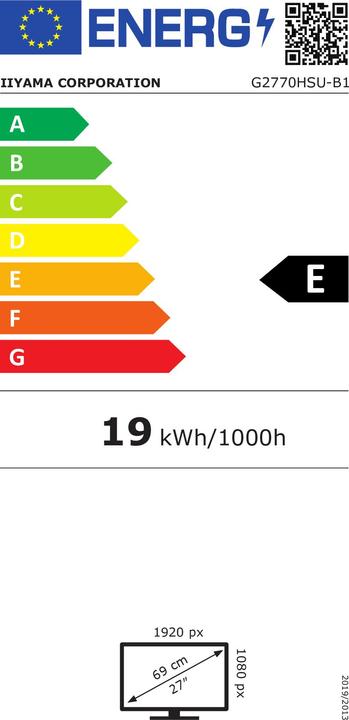 Etichetta energetica iiyama G-Master G2770HSU-B1 Red Eagle (1920 x 1080 pixel, 27")