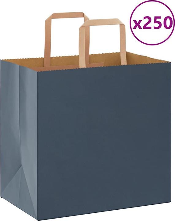 Image du produit VidaXL Sacs en papier kraft 250 pcs. avec anse bleu 26x17x25 cm Sac en papier (Pochette cadeau, 250 x)