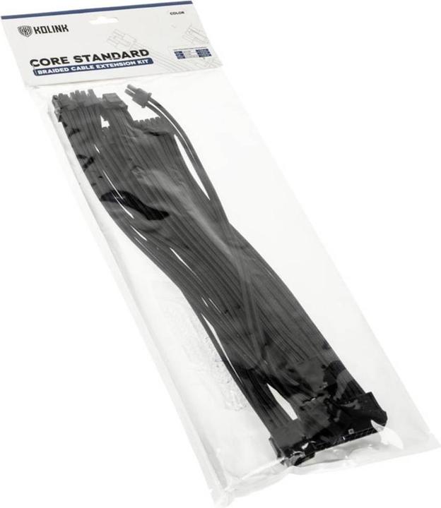 Produktbild Kolink Core Standard Braided Cable Extension Kit - Jet Black (0.35 m)