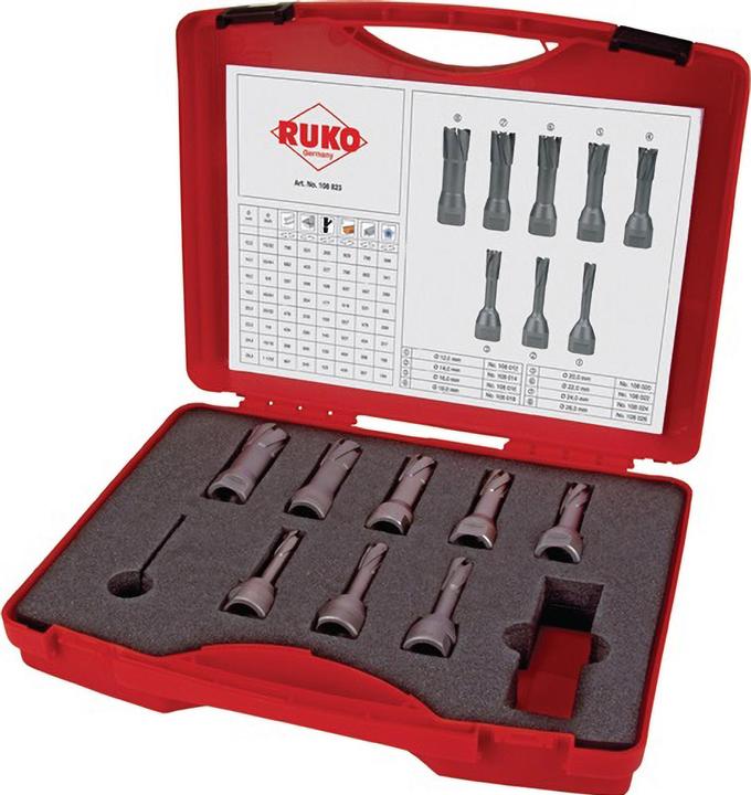 Ruko Core drill set with carbide cutting edges and thread holder, in plastic case (26 mm)
