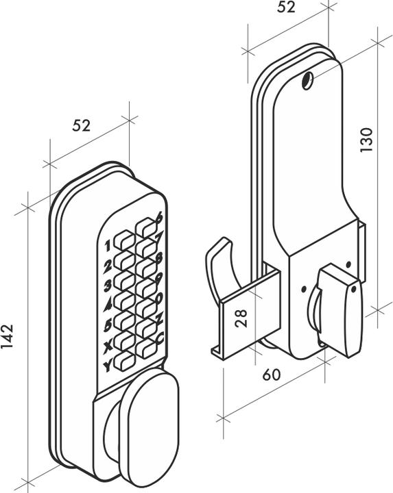 Actual product image Thirard Mechanical combination lock, chrome-plated, 8 digits