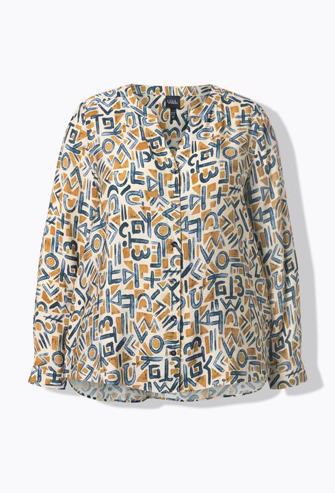 Actual product image Ulla Popken Doodle Print Split Neck Blouse (60)