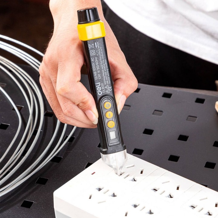 Produktbild Deli Tools Non-contact voltage tester EDL8011, 12/48-1000V AC (black) (CAT III 1000V)