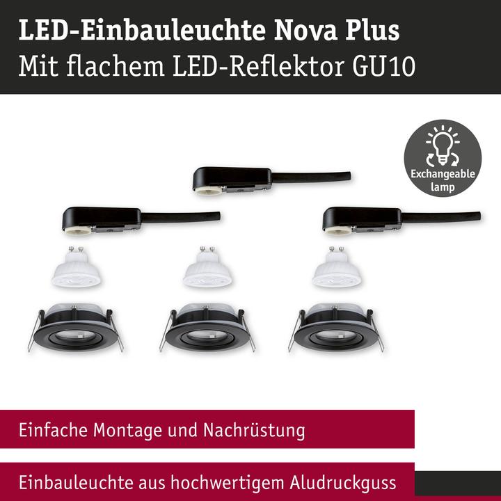 Produktbild Paulmann 92418 Nova LED-Einbauleuchte GU10 4.9 W Schwarz (matt) (550 lm, GU10)