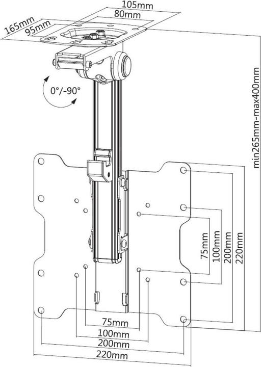 Immagine prodotto Techly Supporto da soffitto pieghevole e retrattile per TV LCD LED 17-37 (Vari)