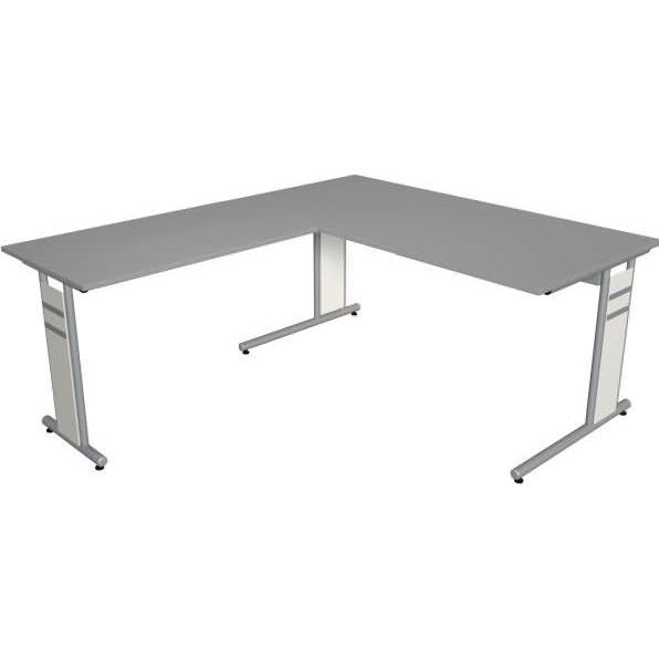 Kerkmann, Schreibtisch, Schreibtisch Form4 160 C-Fuss-Gestell 160x80x68-82cm / Anbau 100x60cm grafit