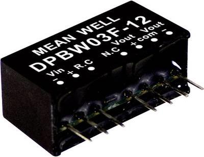 Image du produit MeanWell Modules de conversion DC/DC série DPBW03 SIP/SIL8 Case Dual Output 1 régulé