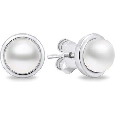 Brilio, Ohrringe, Silver - Elegant silver earrings with real pearls EA626W