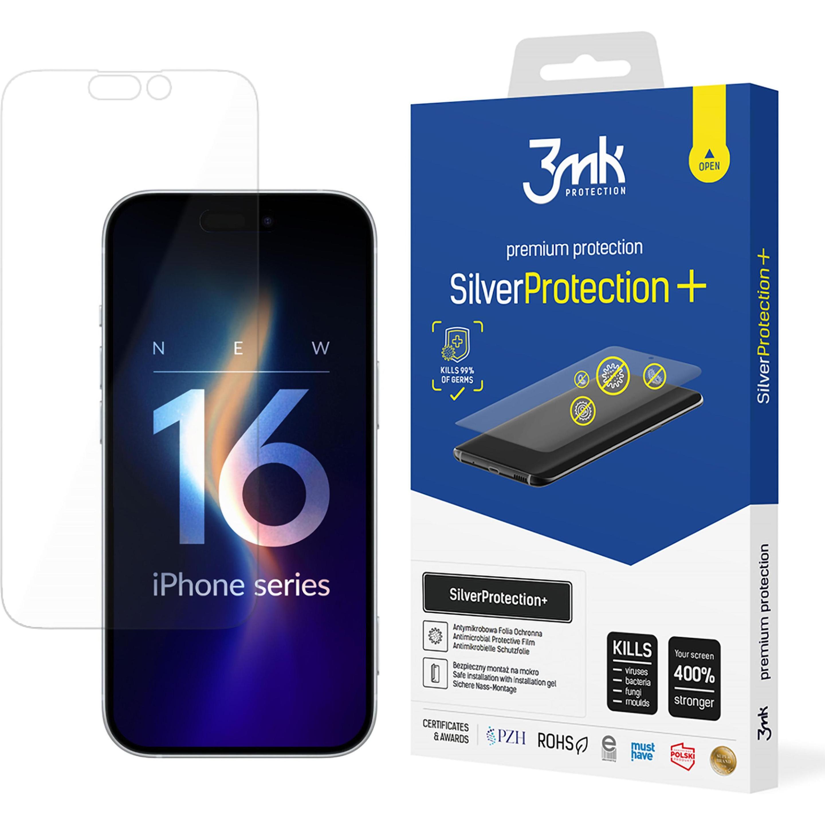 3MK SilverProtect+ iPhone 16 Pro Max Folia Antymikrobowa montowana na mokro (1 Stück, Apple iPhone 16 Pro Max), Smartpho...