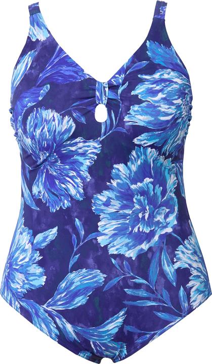 Image du produit Ulla Popken Maillot de bain à fleurs, bonnets souples, noeud fantaisie (56)