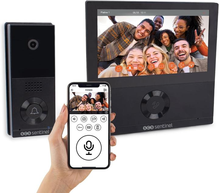 Produktbild SCS Sentinel Video-WLAN-Türsprechanlage mit 110° Weitwinkel, 7-Zoll-Touchscreen, Nachtsicht und Wetterfestigkeit (Kabelgebunden, WLAN)
