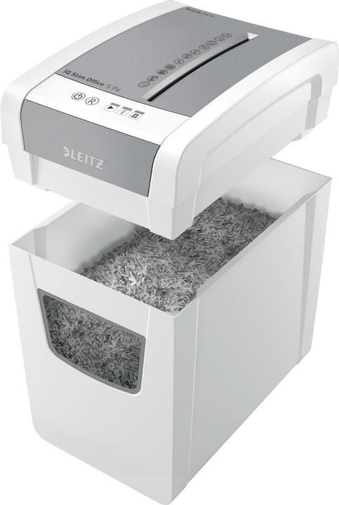Immagine prodotto Leitz Distruggidocumenti IQ Slim Office P4/12 fogli/motore DC/bianco? (Taglio delle particelle)