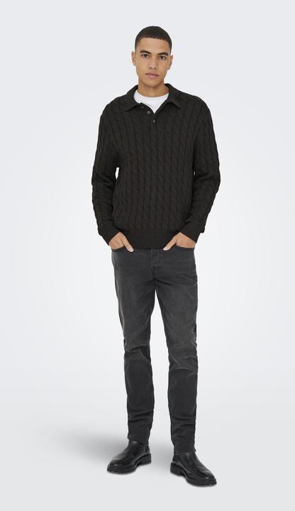 Produktbild Only & Sons ONSKICKER Gestricktes Poloshirt Strickpullover (S)