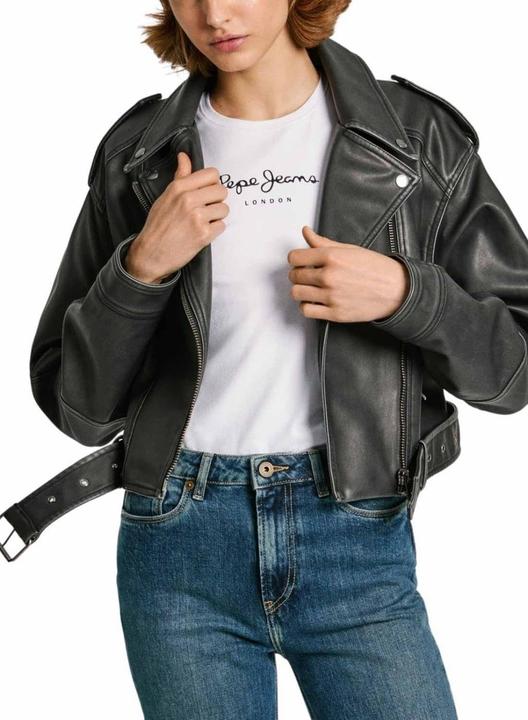 Image du produit Pepe Jeans Amalia Pull Femme, Col Biker, Fermeture Éclair, Coupe Regular (XL)