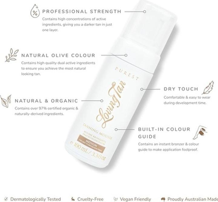 Loving Tan Purest Tanning Mousse Medium 100ml (Selbstbräunungsschaum, 100 ml)