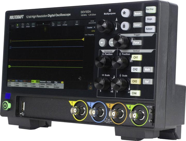 Actual product image Voltcraft DOV1004 Digital-Oszilloskop 100 MHz 4-Kanal 1.25 GSa/s 50 Mpts 12 Bit (CAT II)