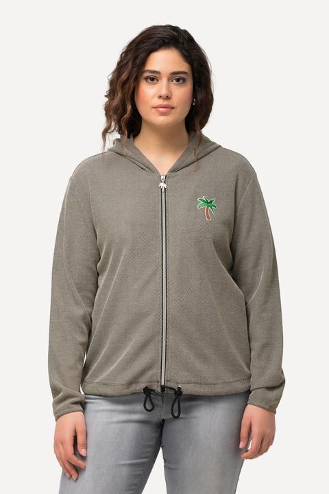 Produktbild Ulla Popken Sweatjacke, Piqué-Struktur, Kapuze, Kaktus-Stickerei (62)