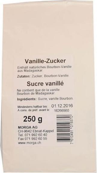 Nutritional values and ingredients Morga Vanilla sugar Bourbon (250 g)