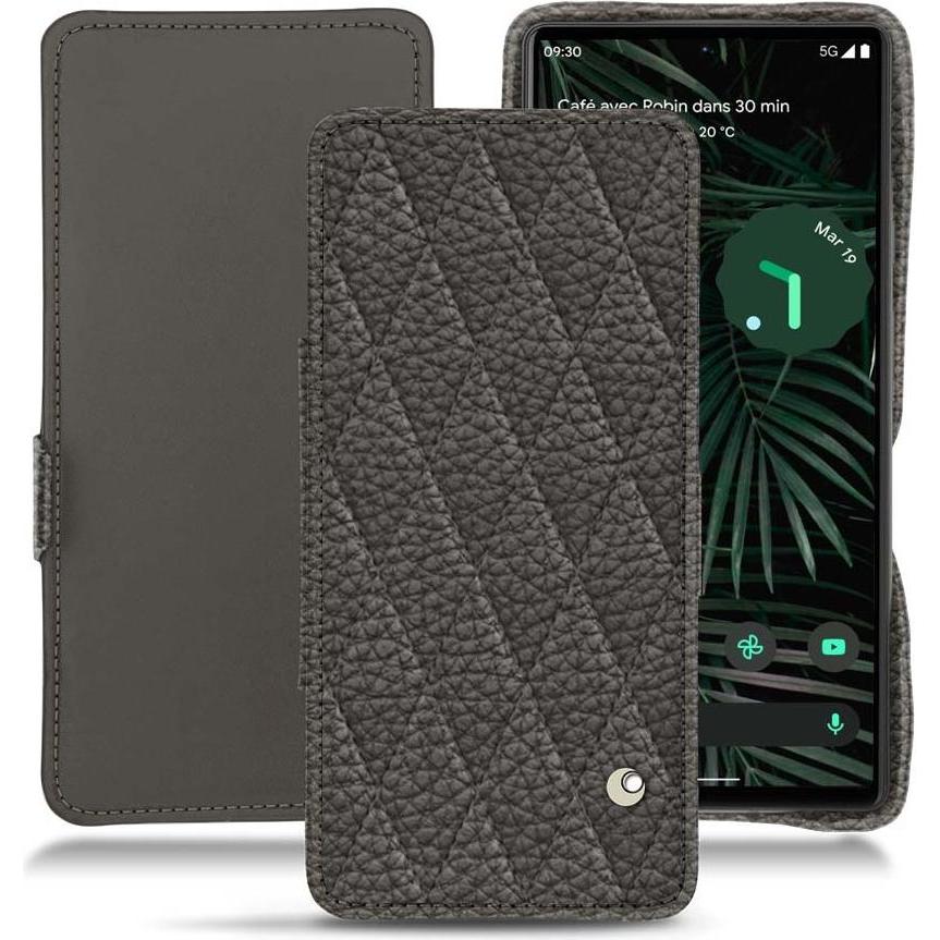Noreve Lederschutzhülle horizontal (Google Pixel 6 Pro), Smartphone Hülle, Grau