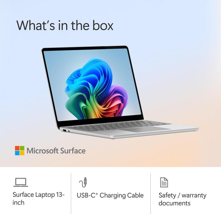 Immagine prodotto Microsoft Surface Laptop - Copilot+ PC - 13" (Netzteil separat erhältlich) (13", Snapdragon X Plus X1P-42-100, 16 GB, CH)