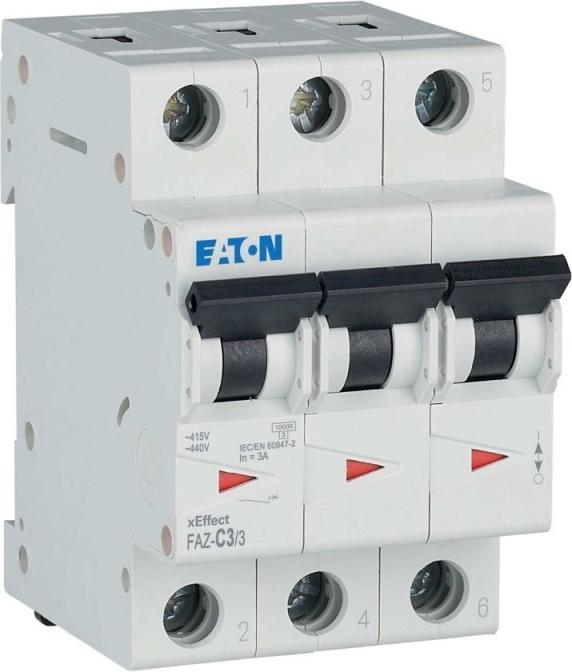Eaton Circuit Breaker, C Curve, 3A, 3-Pole