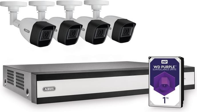 Productafbeelding Abus Complete set met hybride videorecorder en 4 analoge minibuiscamera's (2560 x 1944 pixels, 1920 x 1080 Pixels)