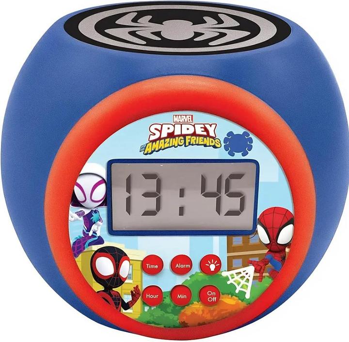 Actual product image Lexibook Spidey & Friends projection alarm clock with LED colour change and timer function