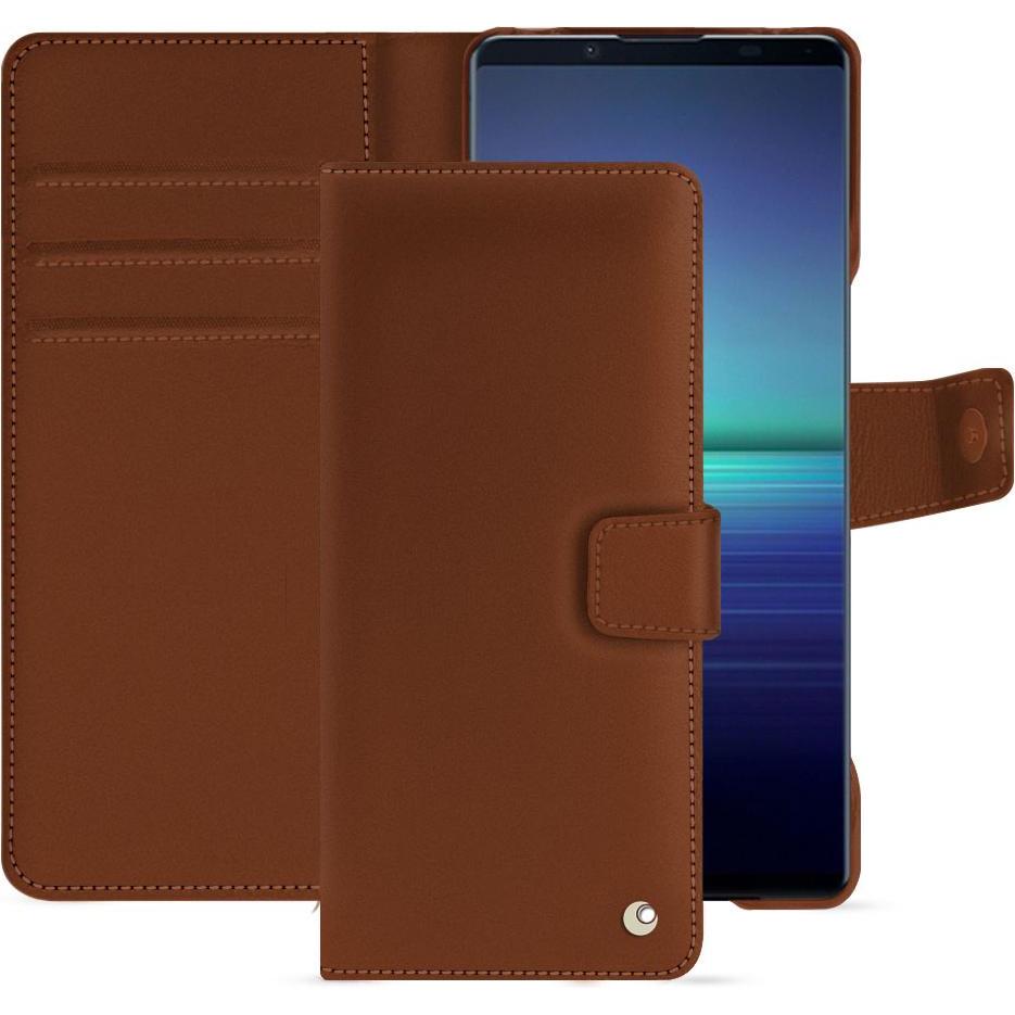 Noreve Lederschutzhülle Sony Xperia 1 V (Sony Xperia 1 V), Smartphone Hülle, Braun