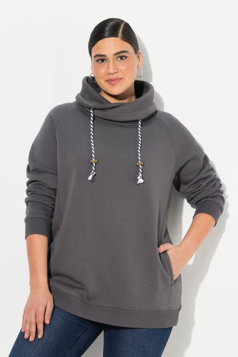 Actual product image Ulla Popken Drawstring Collar Long Sleeve Sweatshirt (42, 44)