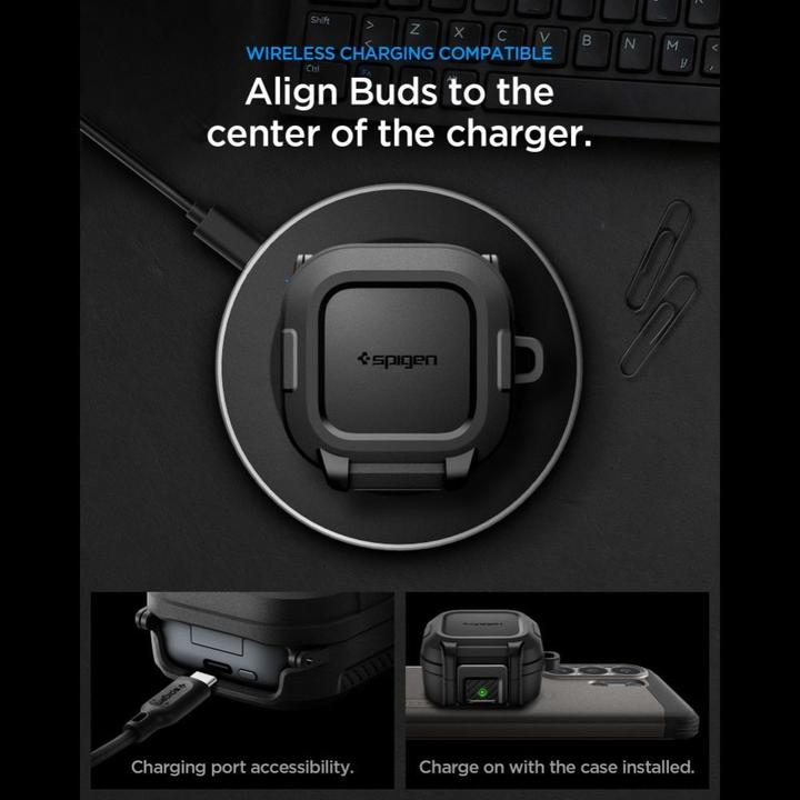 Actual product image Spigen - Lock Fit (ACS11202) - Samsung Galaxy Buds 4 / Buds 4 Pro - Matte Black