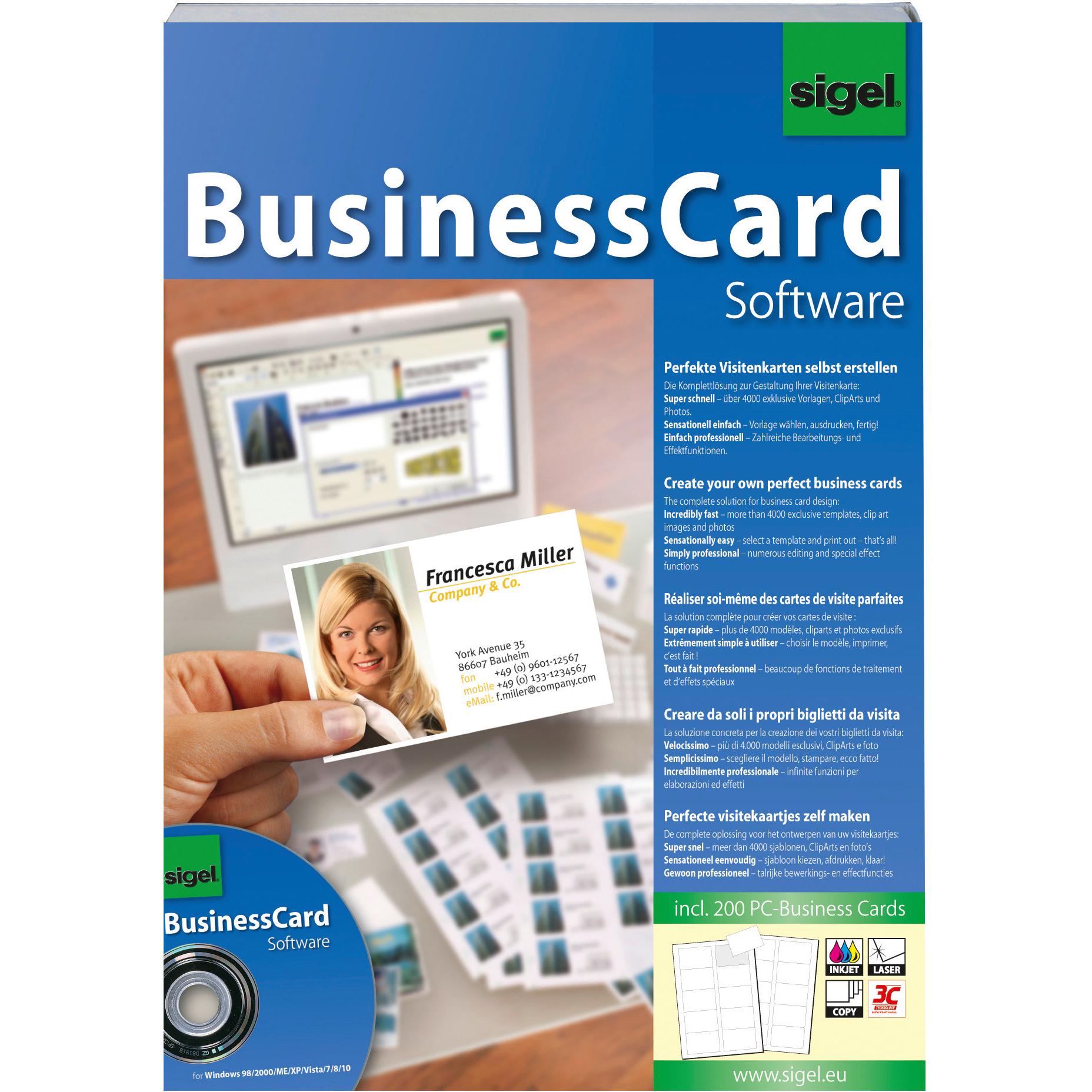 Sigel, Kartenaufbewahrung, BusinessCard Software (85 x 55 mm)