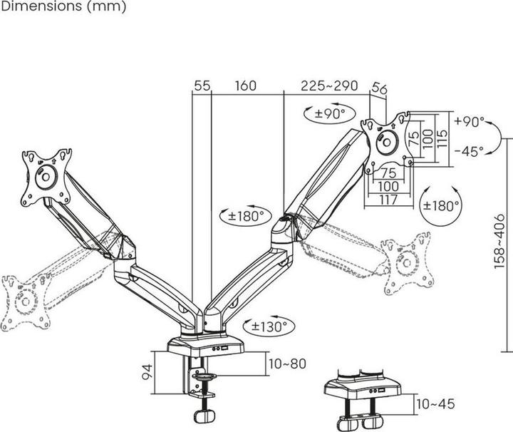 Actual product image Xantron Dual monitor mount (Table, 32")