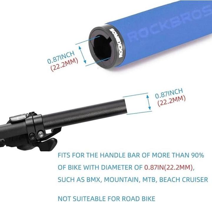 Immagine prodotto Rockbros BT1001BLBK manopole per manubrio da bicicletta in spugna - blu e nero