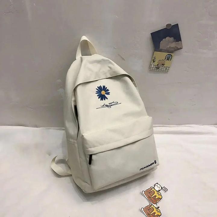 Immagine prodotto Only-Bags.Store Leinwand Schulrucksack Gänseblümchen Stickerei Schultasche Grosse Kapazität Tragbare Reisetasche
