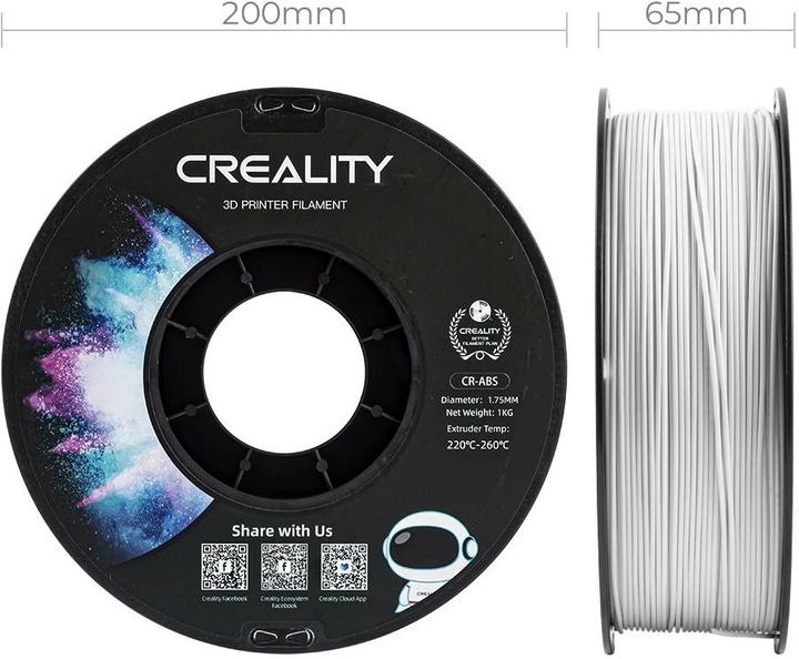 Immagine prodotto Creality Filamento ABS, bianco, 1,75 mm, 1 kg (ABS, 1.75 mm, 1000 g, Bianco)
