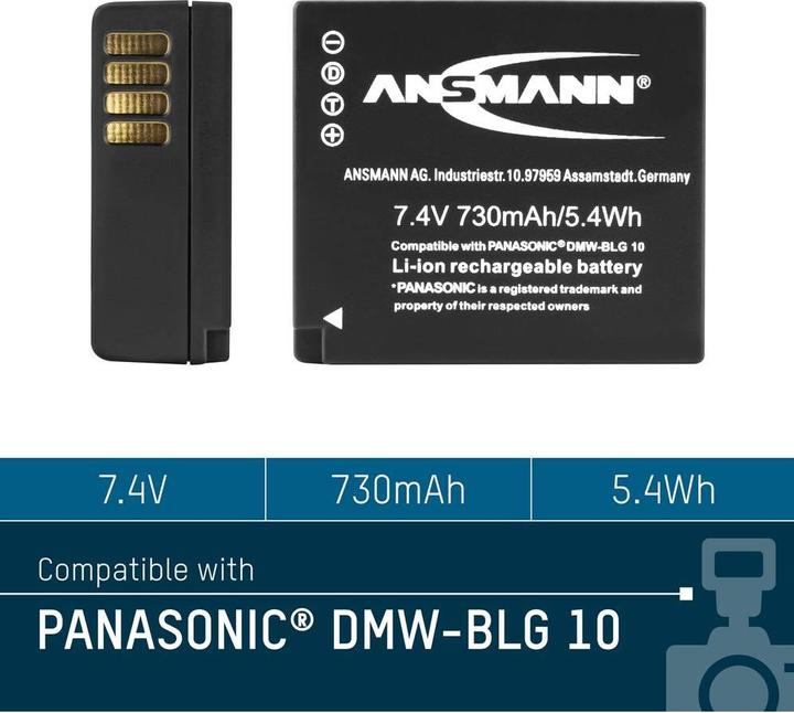 Actual product image Ansmann A-Pan DMW-BLG10 730mAh 7,4V (Camera battery)