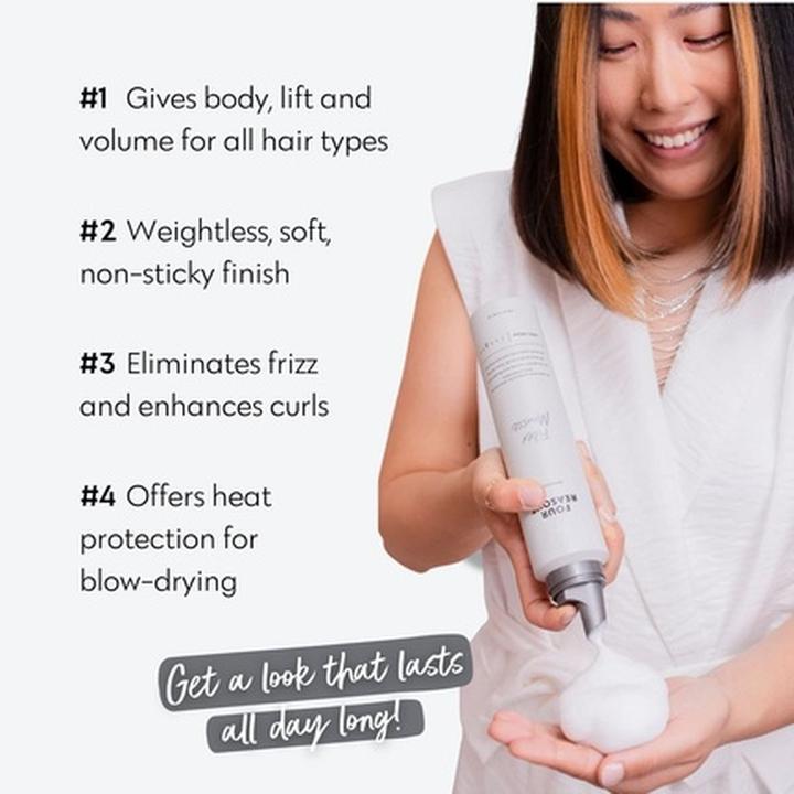 Actual product image Four Reasons Professional Fiber Mousse Curl Enhancing Volumizing Thickening Mousse 6.8 Oz (Curling mousse)