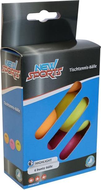 New Sports Tischtennis Bälle 6 Stück, 3 Stern, bunt (6 Stk.)