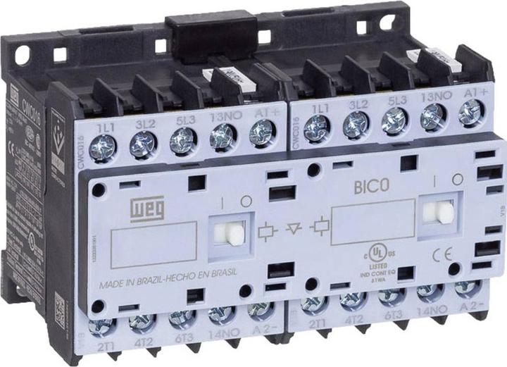 Actual product image Weg CWCI012-01-30C03 Reversing contactor 6 NO contacts 5.5 kW 24 V/DC 12 A with auxiliary contact