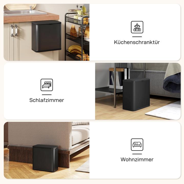 Produktbild Homcom Mülleimer Edelstahl, Kunststoff Schwarz (8 l)