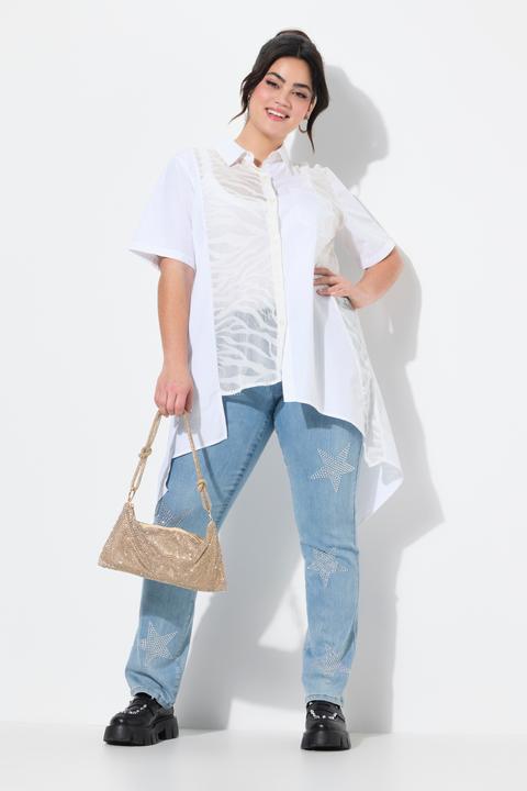 Image du produit Angel of Style Bluse, A-Linie, Spitzeneinsätze, asymmetrischer Sau (60)