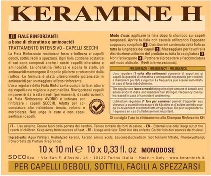 Produktbild Keramine H Elfenbeinfläschchen für trockenes-feines Haar - Haarpflege (Körperlotion)