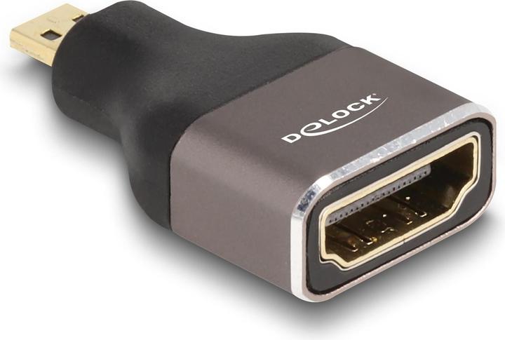 Produktbild Delock HDMI Adapter Micro-D Stecker zu A Buchse 8K 60 Hz grau Metall (Micro HDMI, 3.50 cm)