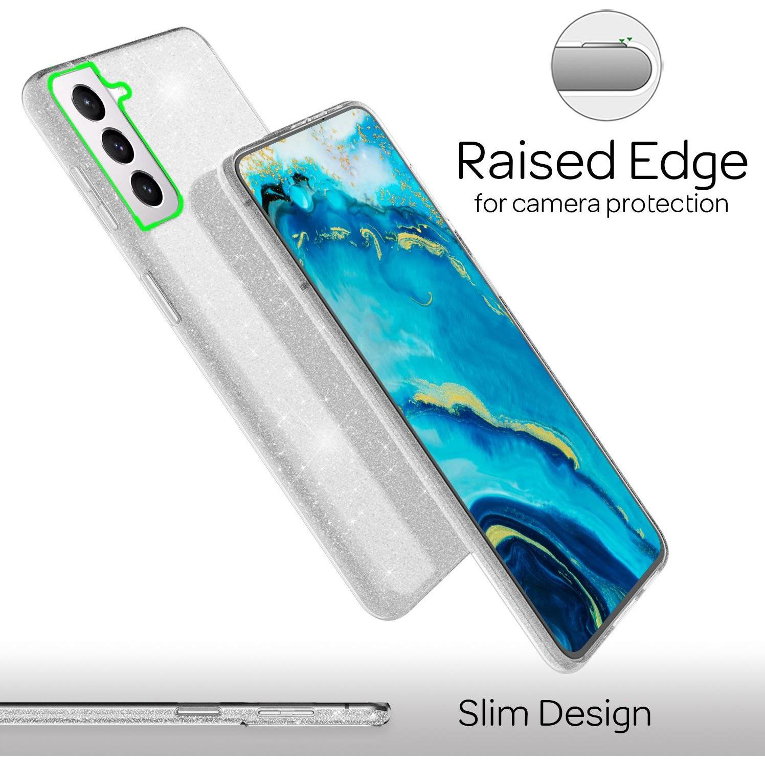 Thumbnail - Nalia Glitzer Handyhülle (Samsung Galaxy S22+), Smartphone Hülle, Silber