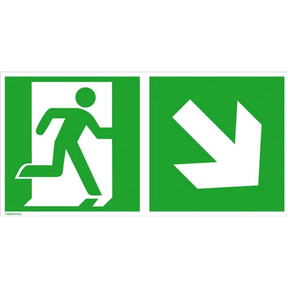 Wolk, Segnaletica Di Sicurezza, Fluchtwegschild Folie Notausgang Rechts Richtungsangabe