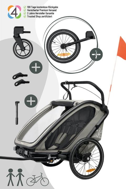 Actual product image Hauck 3in1 Fahrradanhänger Bike N Walk Duo für